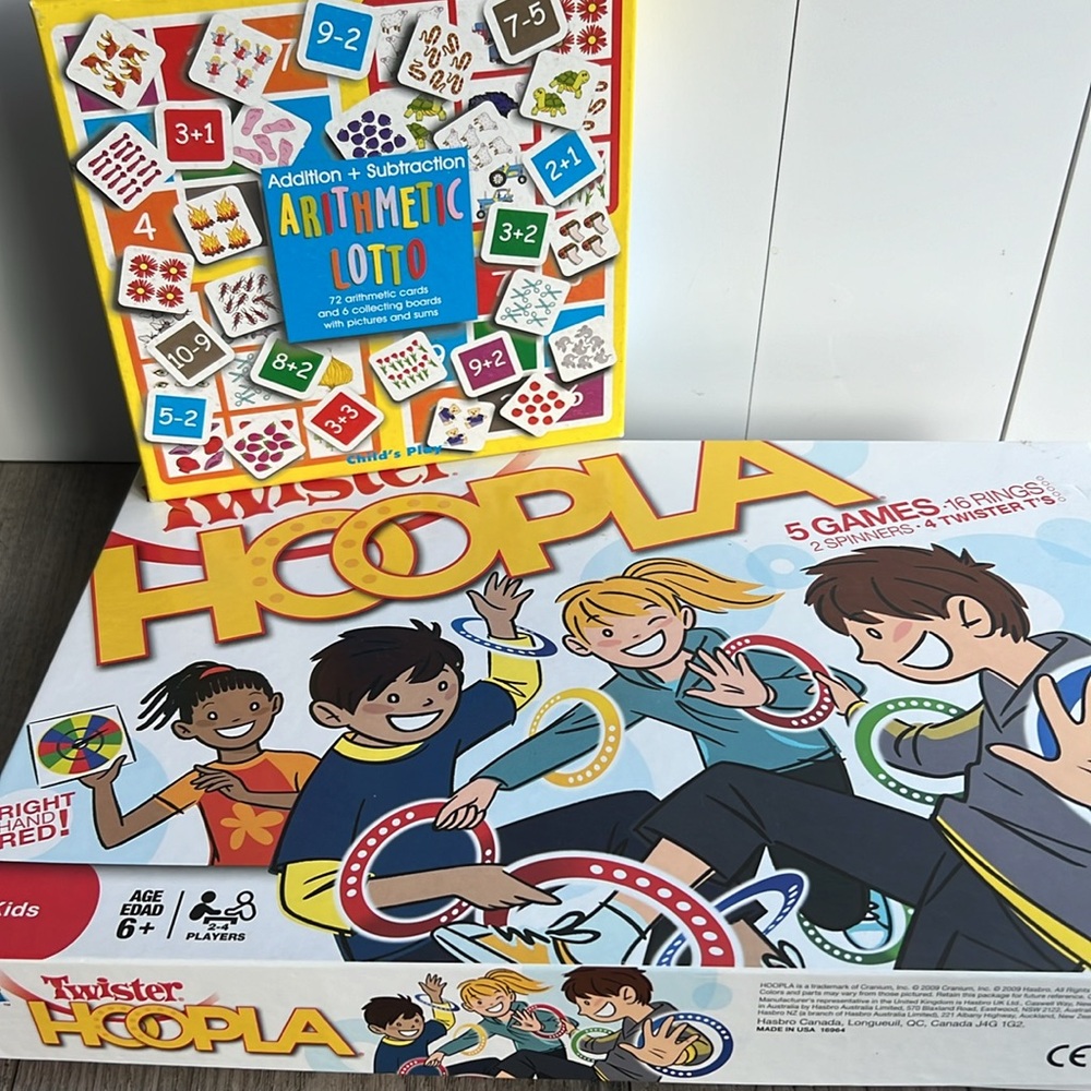 Twister Hoopla & Math Game Addition & Subtraction Lotto Child's Play Education